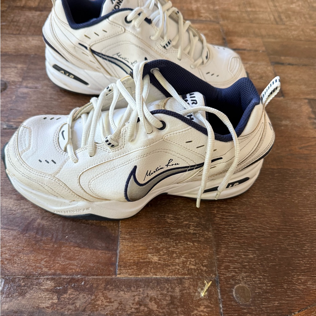 Nike Air Monarch Iv Cream And Navy Sneakers